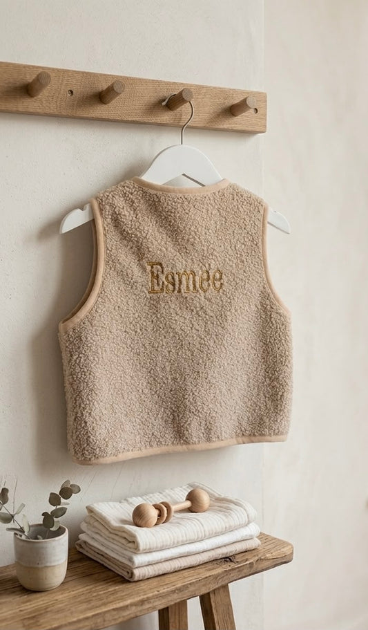 Teddy gilet met naam