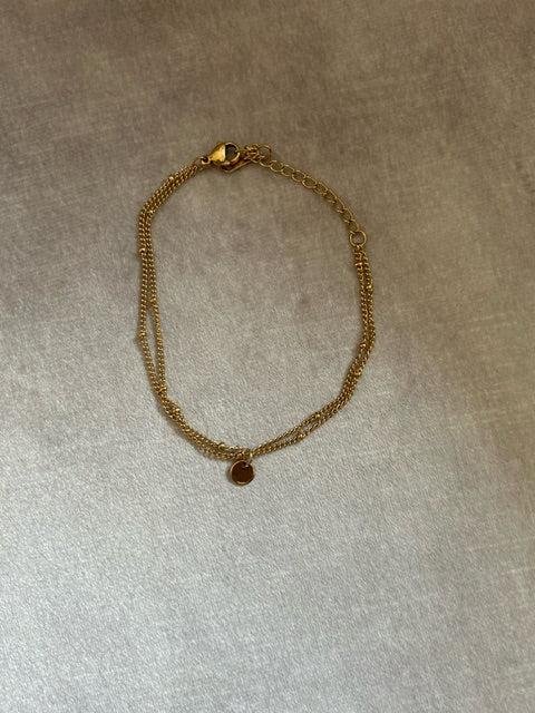 Armband 'duo' goldplated met initiaal