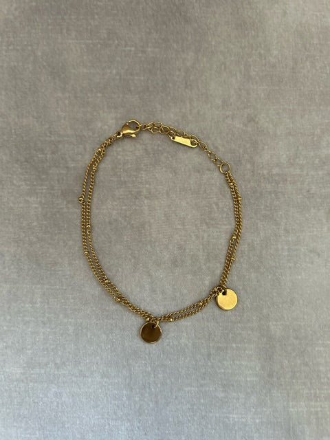 Armband 'duo' goldplated met initiaal