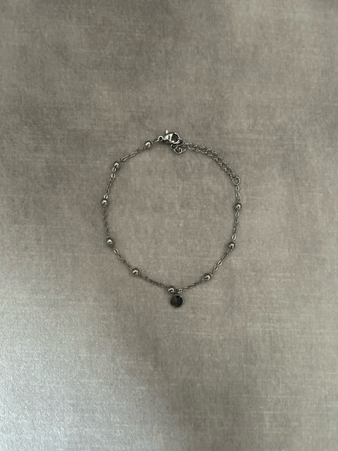 Armband 'grote bol' staal met initialen