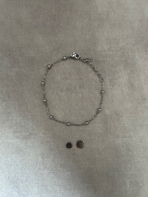 Armband 'grote bol' staal met initialen