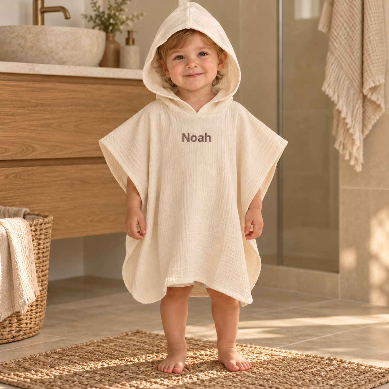 Badponcho met naam
