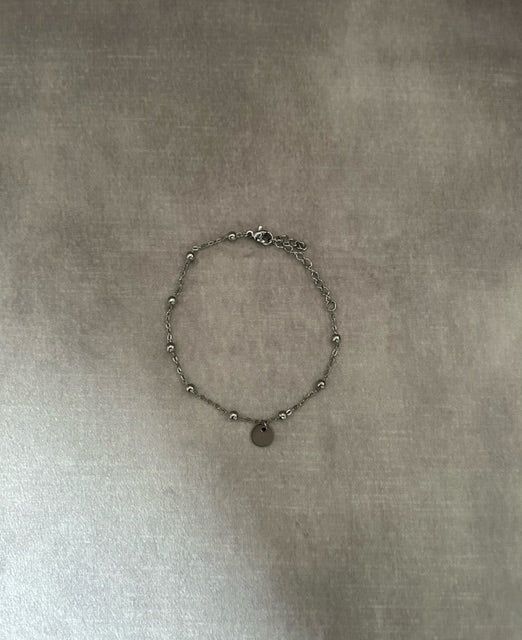 Armband 'grote bol' staal met initialen